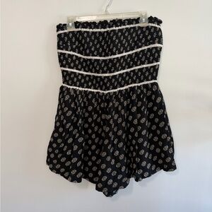 Black and White Floral Women's Romper